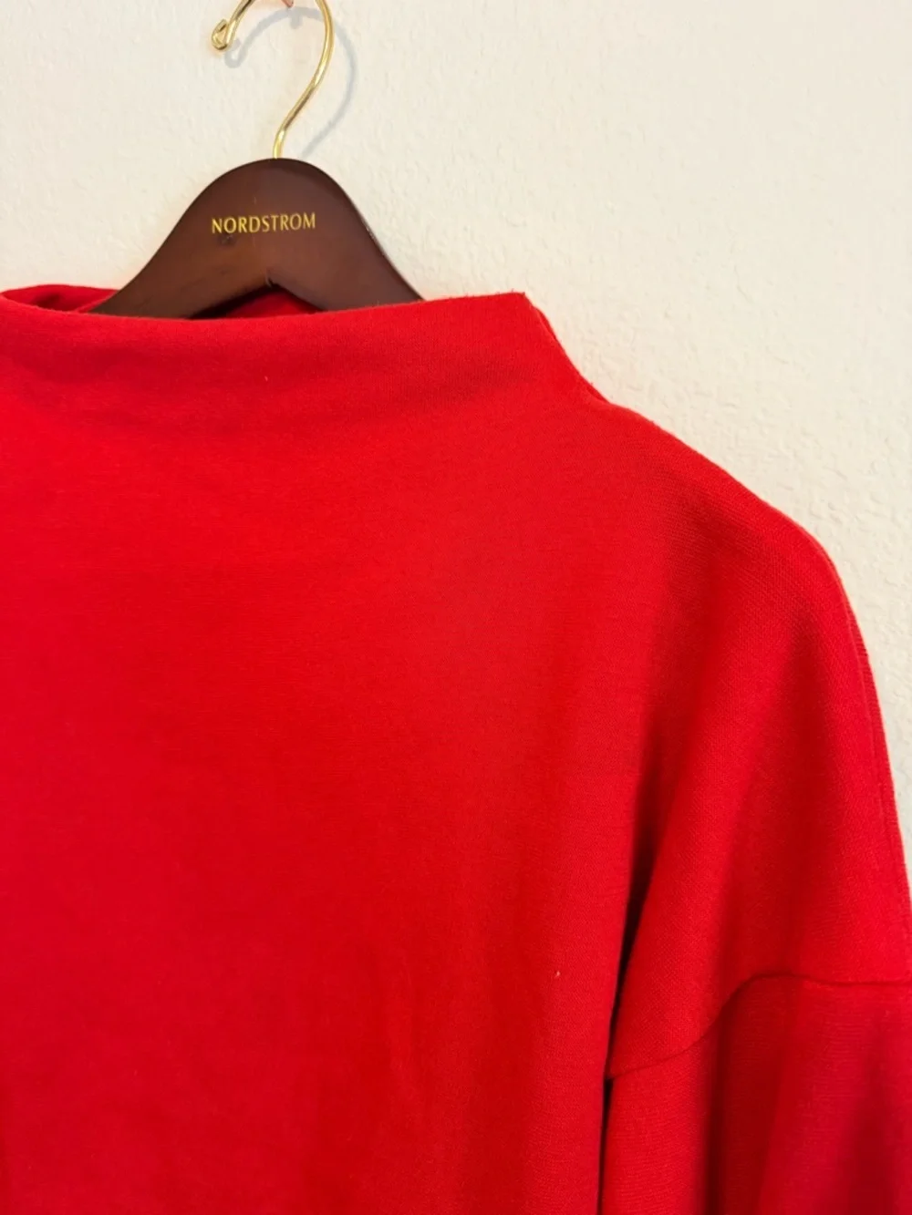 MAEVE by Anthropologie corset-waist style sweatshirt, mockneck, Red, size M - Picture 9 of 11